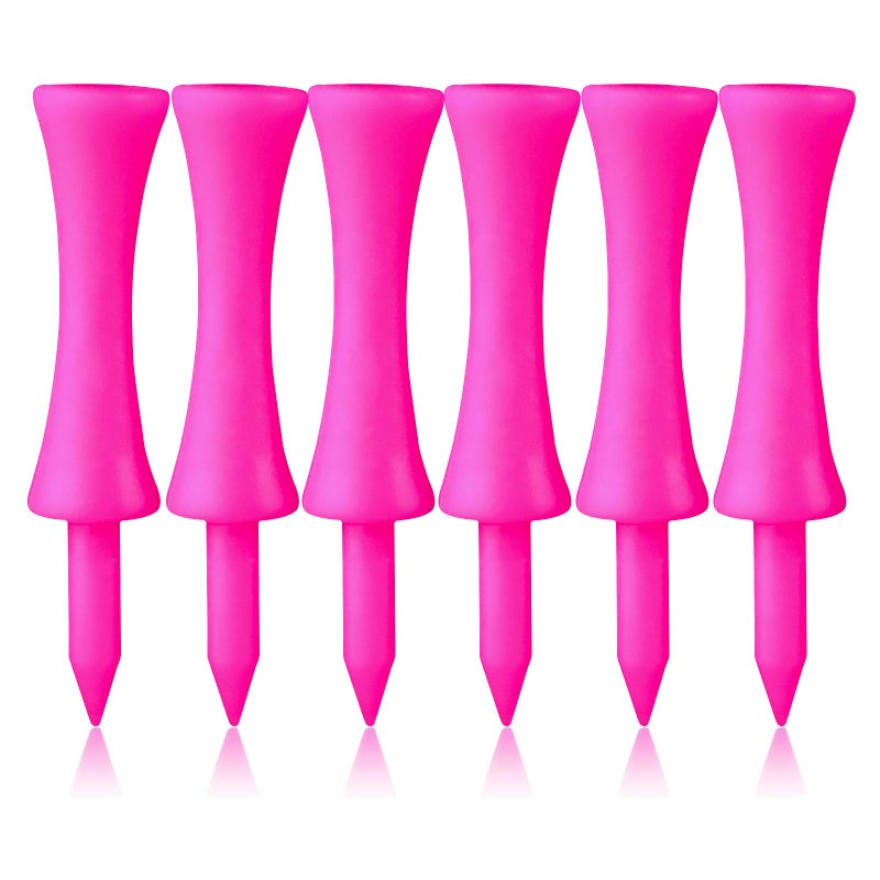 FINGER TEN Plastic Golf Castle Tees Step Down Unbreakable Mixed or Same Height Value 100 Count, 2 3/4, 2 1/4, 2, 1 3/4, 1 1/2 Inch Length Colorful for Practice (All 2 1/4'' in Pink) - Image 1